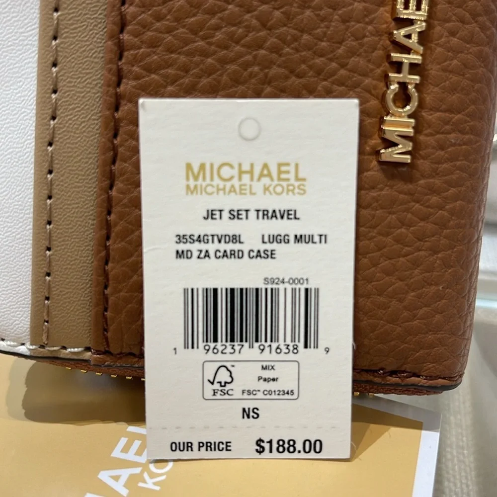 Michael Kors Jet Set Travel Md Zip Around Color-Block Wallet Card Case Luggage